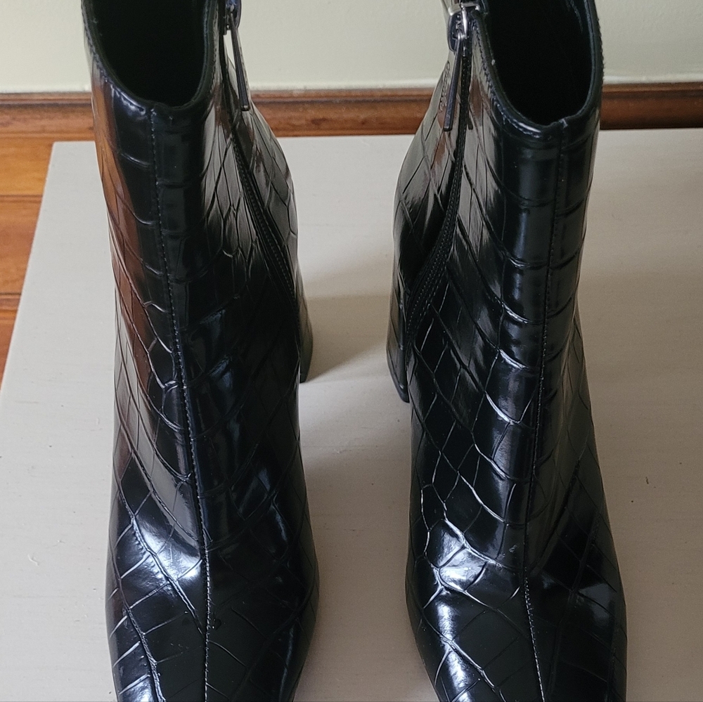 Charles David black patent leather, booties